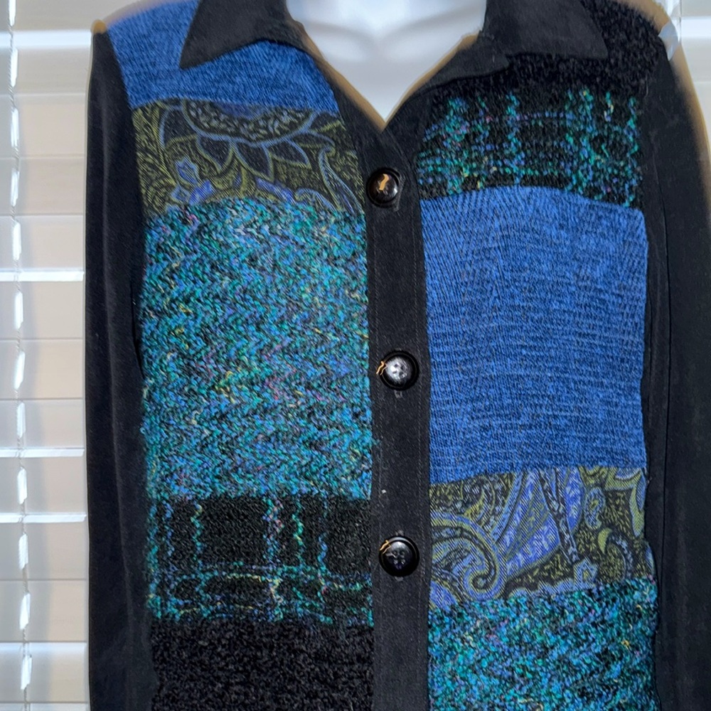 First Option Jacket Womens Small Patchwork Black … - image 2